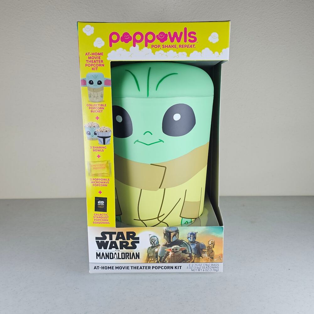 NEW Star Wars Mandalorian Poppowls At-Home Movie Theater Popcorn Kit Bucket bowl
